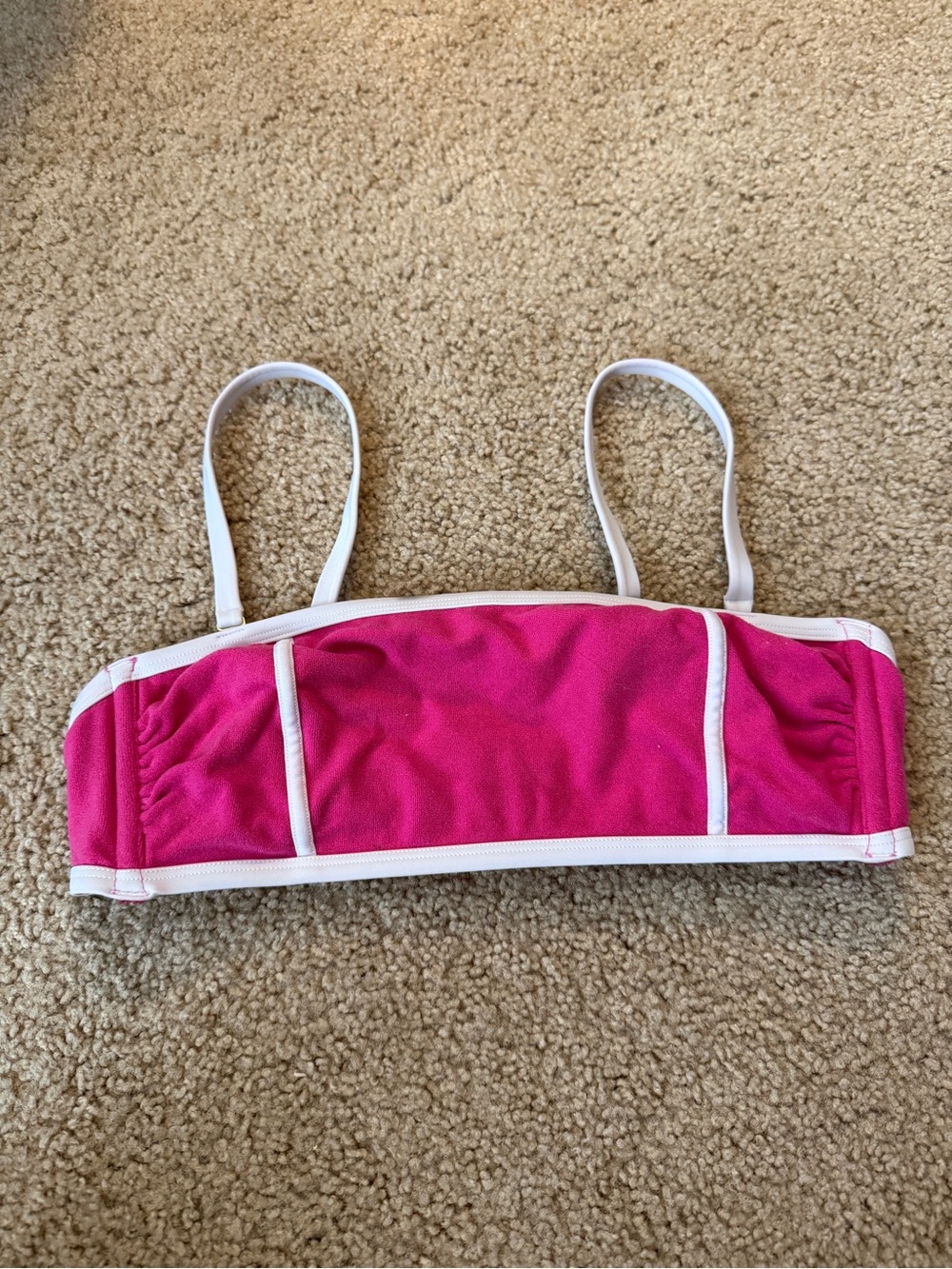 Kona Sol Hot Pink Bandeau Swim Top with White Trim